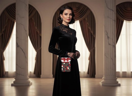 Floral Rose Print Phone Pouch Crossbody Bag, Red Bow Mini Shoulder Wallet