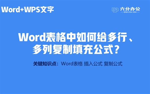 Word表格中如何给多行、多列复制填充公式？