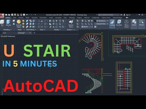 2D STAIR IN AutoCAD [U SHAPED How To Create Stairs in Autocad|How to Draw Staircase|Autocad tutorial