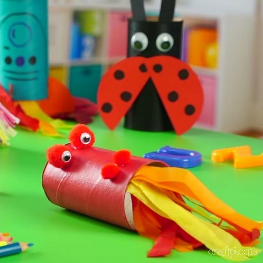 Dragón con Rollos de Papel - Manualidad con materiales reciclados