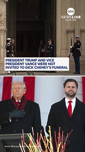 2.4M views · 96K reactions | Former Vice President Dick Cheney's funeral is being held at Washington National Cathedral, with several high-profile political figures attending the service. President Trump and Vice President JD Vance were not invited, sources told ABC News. Read more: https://abcnews.visitlink.me/f8vFNt | ABC News | Facebook