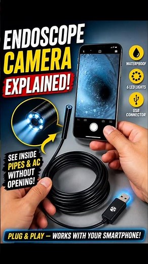 USB Endoscope Camera Explained 🔍 | See Inside Pipes & AC Without Opening! #Shorts