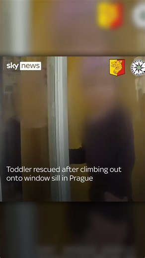 56K views · 692 reactions | Czech police responded swiftly to bring a toddler to safety who had crawled out onto a window sill as her mother slept. Passers-by raised the alarm when the child was spotted in the precarious spot six metres up from the ground #Czech #Police #Rescue | Sky News | Facebook