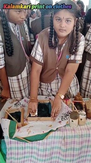 kalamkari print project in sri Chaitanya kavali-2 Branch 🎊 #saree #kalamkaricrafts