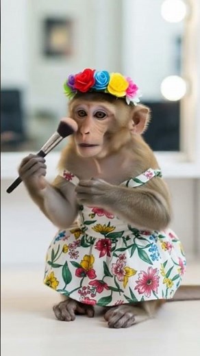 🐒 Funny Monkey Doing Makeup 😂 | Cute Monkey Makeup Video #Shorts