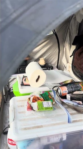 Car tent set up and ready