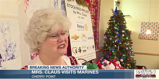 Mrs. Claus visits Marines and Sailors in Cherry Point