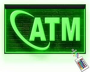 190004 OPEN ATM Automated Teller Machine Service Here Decor Display LED Light Neon Sign (12" X 8", 16 Colors By Remote)