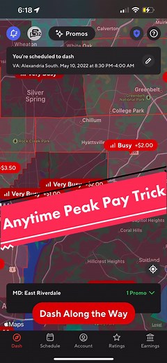 Anytime Peak Pay Trick 💰😁 #doordash #dasher #dasherlogistics #delivery #foryou