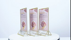 8 Pack Acrylic Gold Sign Holder 4x6'' Wedding Table Number Frames Double Sided Sign,Gold Frames Gold Sign Holders for Table Numbers, Photos, Restaurant Signs