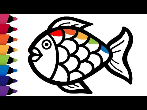 How to draw Rainbow Fish | Learn Drawing of a Fish Simple and Easy for Children and beginners