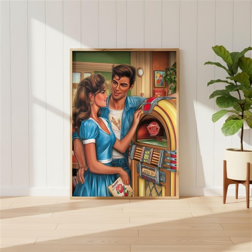 1950s Diner Jukebox Poster, Retro Couple Wall Art, Rockabilly Vintage Romance Print, Mid Century Pin up Illustration, Physical Poster - Etsy Canada