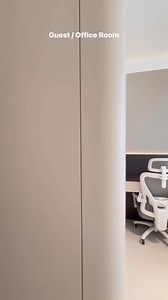 an Adult bedroom. The transition between light and dark colors of the same color system, the unified color of the cabinets and wall panels, and the brown curtains make it simple yet high-end and comfortable🖤🤍🩶 ~#guestbedroom #adultbedroom #smallbedroom #spareroom | Tiffany Design Studio