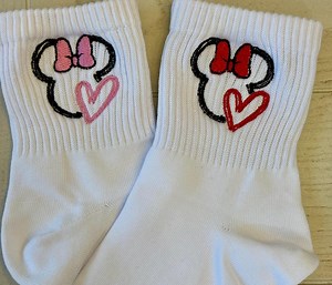 Minnie Love Ladies Socks Are Embroidered With the Minnie Icon and Hearts - Etsy