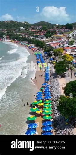 Bald Hill at Ponta Negra Beach in Natal at Rio Grande do Norte Brazil. Tropical scenery. Beach landscape at Natal capital city of Rio Grande do Norte. Brazil Northeastern. Natal Rio Grande do Norte Stock Video Footage - Alamy