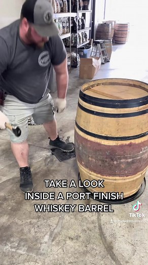 795K views · 8.2K reactions | There's only one easy way to get a close look inside a barrel! These are port finish whiskey barrels from Breckenridge Distillery that we've never had in stock before, so we wanted to do some closer inspecting. They smell so good! Available now – https://midwestbarrelco.com/products/breckenridge-distillery-port-finish-whiskey-barrel-fresh-dumped#MidwestBarrelCo #whiskeybarrel #portbarrel #portlovers #barrelaged #barrelagedbeer | Midwest Barrel Company | Facebook