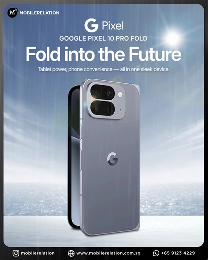 Fold into brilliance with the Pixel 10 Pro Fold, only at Mobilerelation — Google’s appointed seller in SG. ✅ 📱 Brand new, sealed sets with 1-year Google warranty 💾 256GB & 512GB models 💰 Among the lowest prices in Singapore 🚚 Free islandwide delivery Buy original, buy safe. 👉 Shop online: https://mobilerelation.com.sg/product/google-pixel-10-pro-fold-singapore/ 📍 Or visit our stores: https://mobilerelation.com.sg/contact-us/ 💬 Questions? WhatsApp: https://wa.me/91234229 #mobilerelation #g