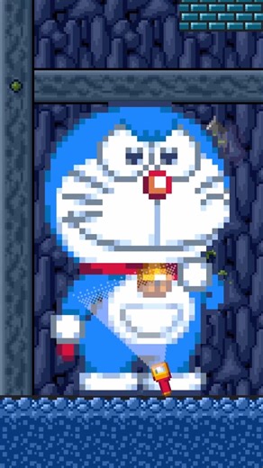 Doraemon getting BIG in Super Mario World #mario #doraemon #pixelart