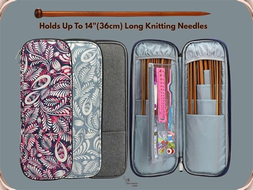 Long Knitting Needle Case Empty 15.7”/40cm, Large Knitting Needles Storage, Knitting Tools Organizer, Knit Needle Holder, Knitting Organizer - Etsy