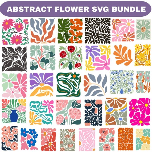 Abstract Flower Svg Bundle: Retro Flower Svg, Boho Flower Svg, Floral Png(digital Download) - Etsy