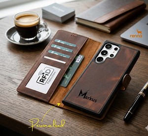 Samsung S26 Ultra S26 Plus Handyhülle Personalisierte Echtes Leder 2in1 abnehmbare Magnet Klapphülle Kartenfächer Handgefertigt RFID Schutz - Etsy.de