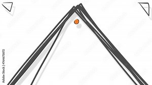 The screen changes to a pyramidal structure with a colored dot. There are triangles in the corners.