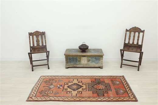 3x6 Ft Red Blue Turkish Runner, Red Handmade Rug, 3x6 Vintage Runner, Short Oushak Runner, Kitchen, Kids, Bathroom, Entryway Rug, - Etsy UK