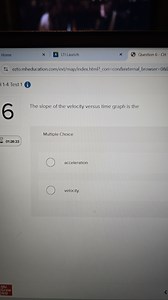 The slope of the velocity versus time graph is theMultiple Ch... | Filo