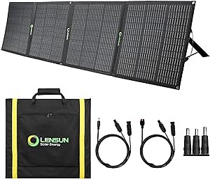 Lensun 200W Foldable Solar Panel with Innovative Leg Support to get Maximum Performance,Charge for (Goal Zero) Power Station,Solar Generator,Camper