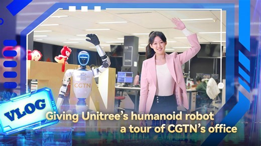 Vlog: Giving Unitree's humanoid robot a tour of CGTN's office