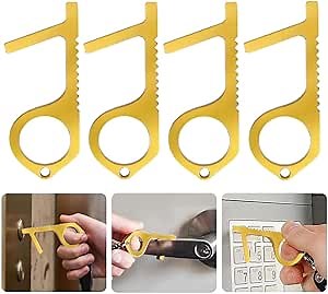 Door Opener Tool No Touch, 4Pack EDC Door Handle Contactless Opener Tool, Safety Non-Contact Clean Key Door Opener & Closer, Touchless Pusher Tool for Button,Door,Elevator,Keep Hands Clean