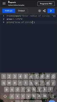Program to calculate the area of a circle using phone #programming #python #pythonprogramday11/250