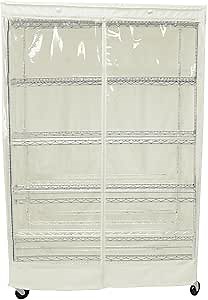 Formosa Covers Premium Clear Front Wire Shelf Steel Rack Cover Off White - Heavy-Duty Storage Solution for Wire Shelving Rack (48”Wx18”Dx72”H) - Waterproof PVC, Water/Dust Resistant Fabric, Zippers