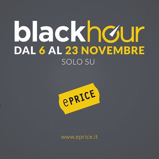 Aspettando il Black Friday festeggia le Black Hour di ePRICE. Fino al 23 novembre trovi sconti fino al 70% e, a sorpresa, per un'ora al giorno, 60 pezzi costano solo € 0,99! Corri su bit.ly/ePRICE_BlackHour | ePRICE