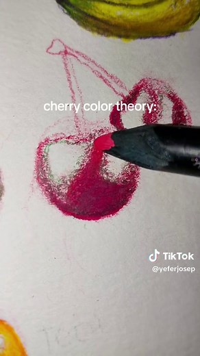 cómo pintar una cereza con la teoría del color 🍒💛💙❤️ #colorteory #viral #drawing #fipシ
