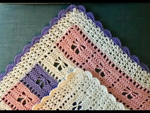 Crochet V Stitch and Scallop border for the Call The Midwife blanket