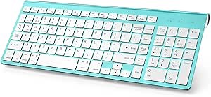 JOYACCESS Wireless Bluetooth Keyboard for Mac,Ergonomic Multi-Device Keyboard with Number Pad, Compatible with MacBook Pro/Air, iMac,iPhone,iPad, iOS, Android, Windows, Turquoise