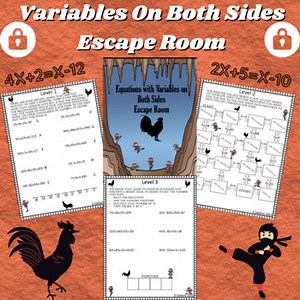 Variables on Both Sides Escape Room: 7th/8th Grade Math Activity