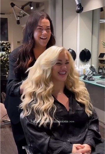 Smukt hår med highlights & extensions
