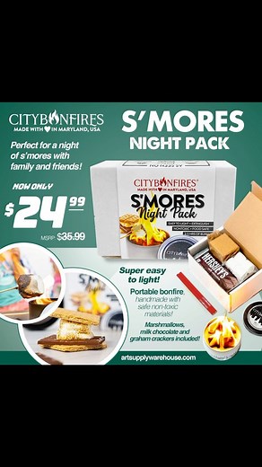 Make your night S’MORE FUN! ✨ City Bonfires is a portable bonfire, handmade with nontoxic materials! Perfect for making s’mores right on your porch or in your backyard! No need for a fire pit, as it comes with a min one for you! Make SWEET memories! 珞 Available online and in store! Link in bio! #citybonfires #artsupplywarehouse | Art Supply Warehouse | Facebook