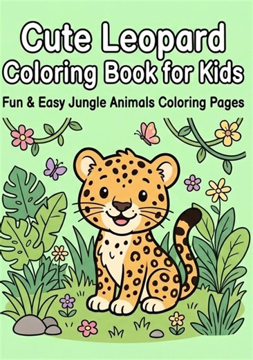 Leopard Coloring Book for Kids – Fun & Easy Jungle Animals Coloring Pages - Etsy