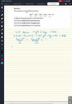 Complete Hyperbola from General Form | Transverse Axis, Conjugate Axis & Eccentricity | CBSE + JEE