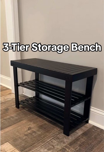 3-Tier Bamboo Storage Bench for Entryway and Patio
