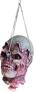Cut Off Head Prop Halloween Scary Realistic Hanging Severed Head with Wig for Haunted House Halloween Party Bar Decor