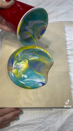 Some paint pouring fun on a wood surface!! 🎨 This craft is as equally fun to make as it is pretty to look at after! #craftwarehouse #crafts #5minutecrafts #easycrafts #paintpour #paintcrafts #diycrafts #diypaintpour #craftstore #kidscrafts | Craft Warehouse