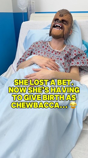 She lost a bet… Giving birth as Chewbacca now… 😂😂😂 #starwars #chewbacca #pregnant #givingbirth #mommy | Angel & Tony