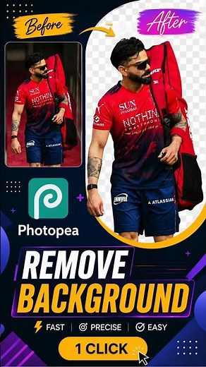 Remove Background in 1 Click 🔥Photopea Tutorial (FREE)#photopeatutorials #shortvideo#contentcreator