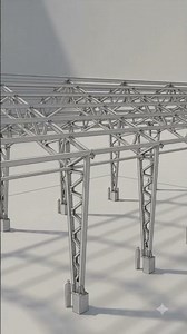 Truss System: Triangular lattice trusses form the main roof rafters and the vertical columns.Purlin