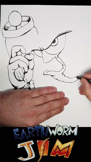 Dessin d'Earthworm Jim, noir et blanc !