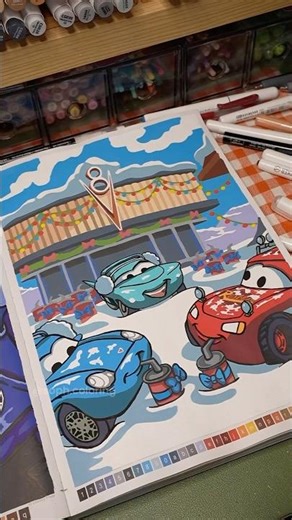 colormas color with me Cars ☃️🎄Disney color by numbers #coloriagemystère #disney #christmas
